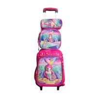 Set Mochila Luces Ruedas 3D Eva Sirena II Mochila-Lonchera-Cartuchera