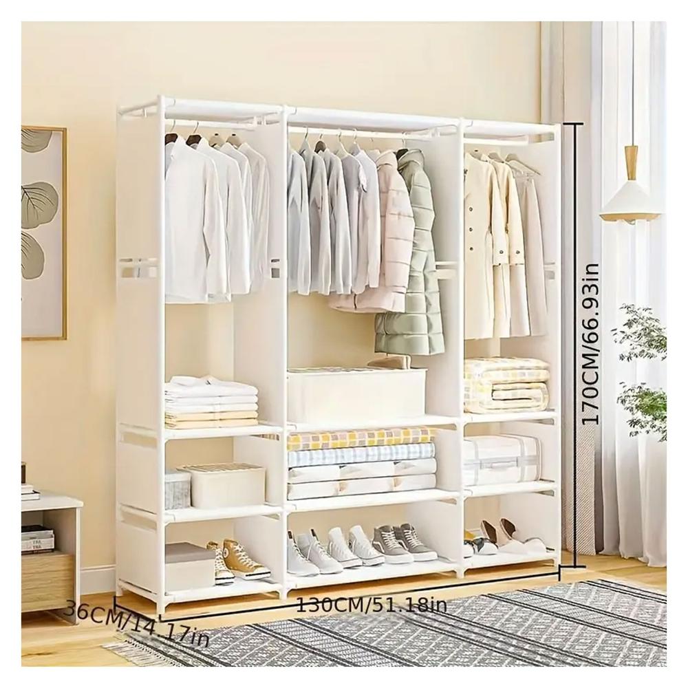 Ropero Armario Closet Perchero Organizador Ropa 3 Cuerpos Blanco VD3055