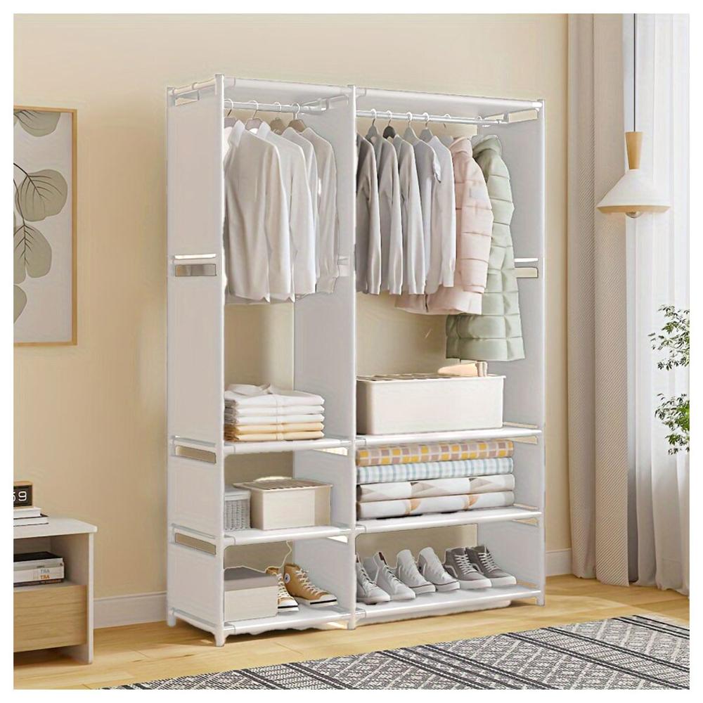 Ropero Armario Closet Perchero Organizador Ropa 2 Cuerpos Blanco VD3054