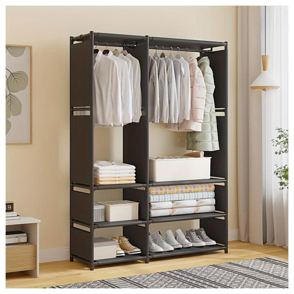 Ropero Armario Closet Perchero Organizador Ropa 2 Cuerpos Negro VD3054
