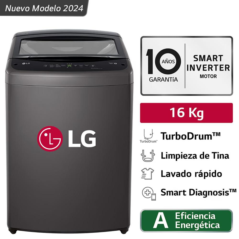 Lavadora LG 16 Kg Carga Superior Smart Inverter WT16BVTB Negro