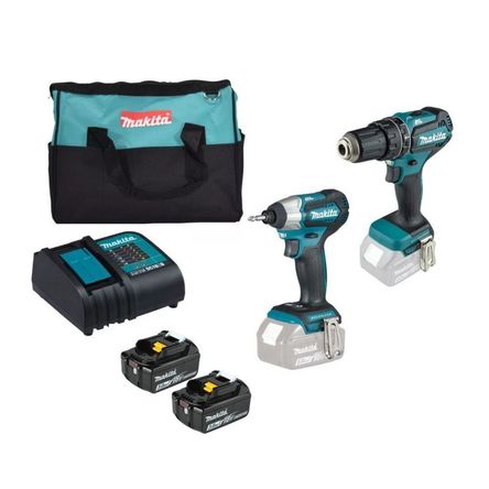 Taladro DHP485Z + Atornillador DTD153Z + 2 baterías + cargador + maletín Makita Taladro DHP485Z + Atornillador DTD153Z + 2 baterías + cargador + maletín Makita
