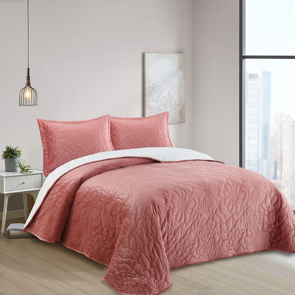 Cubrecama OI25 Velvet Sherpa Melocoton 1.5 Plazas
