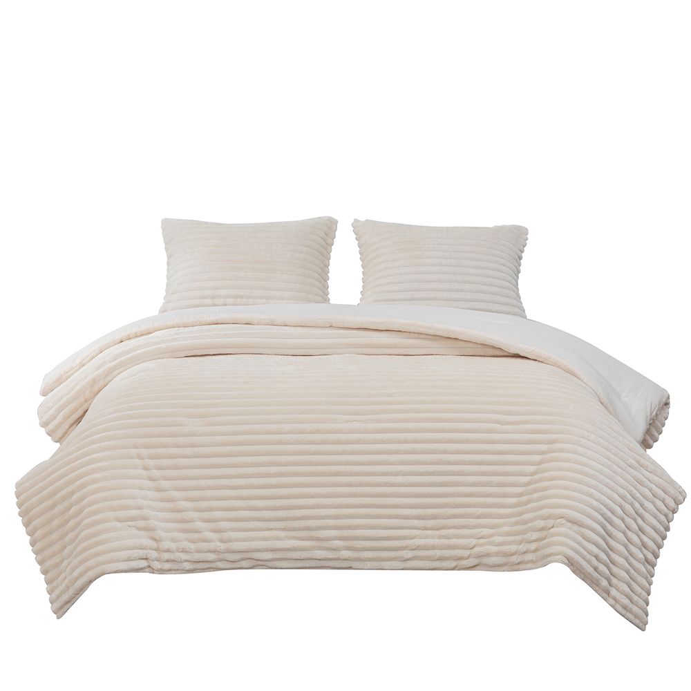 Edredón OI25 Stripes Flannel Beige 2 Plazas