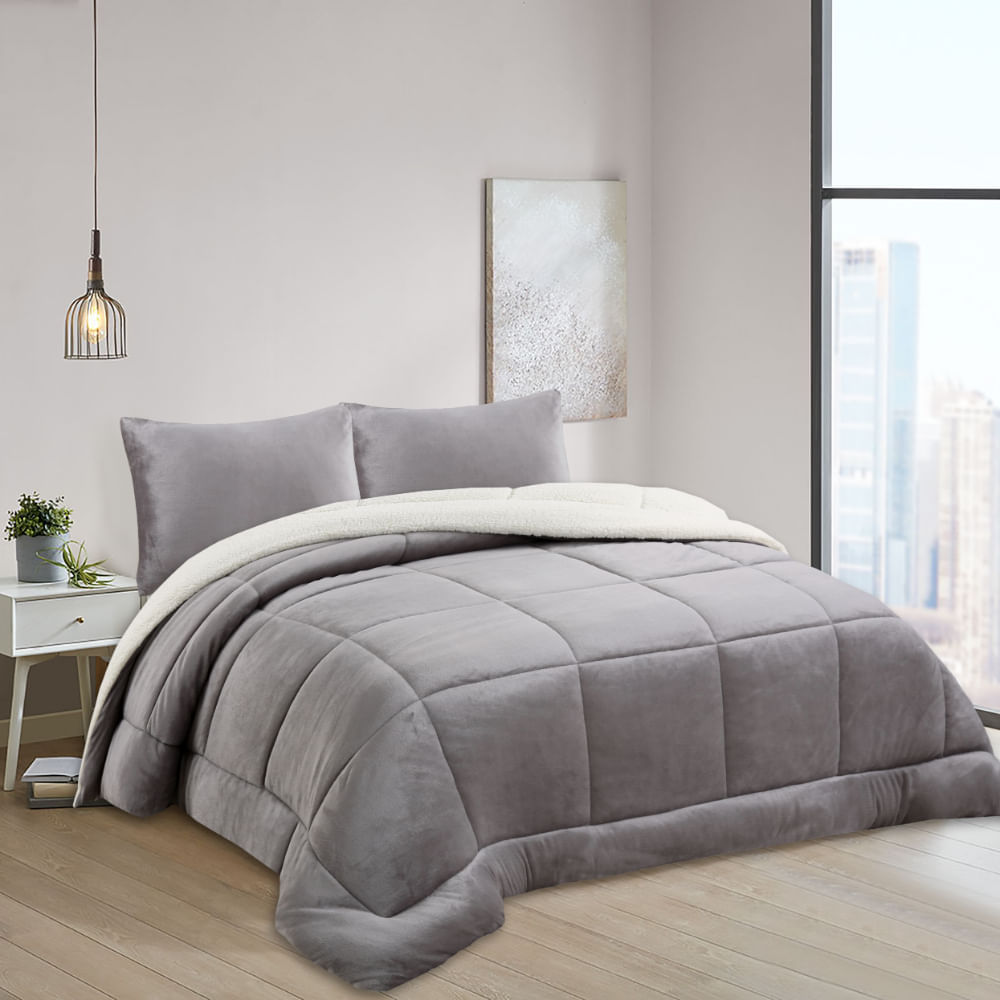 Edredón OI25 Flannel Sherpa Taupe 2 Plazas