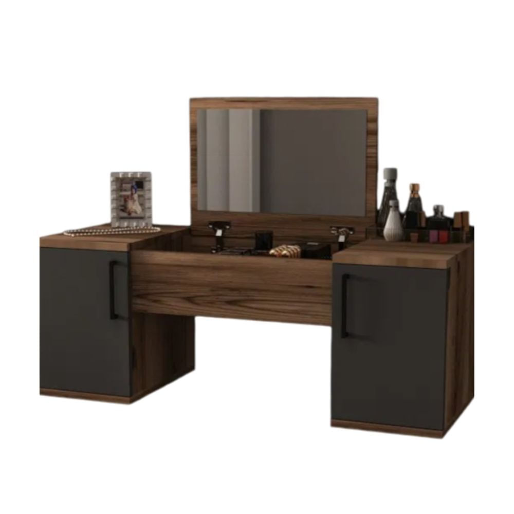 Tocador Con Espejo Flotante Leonard Bicolor Muebles Bonno