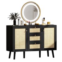 Mueble Aparador Bar con Ratan Adelina Negro Muebles Bonno