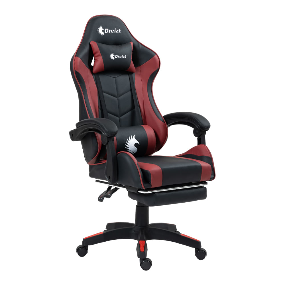 Silla Gamer Ergonómica Dreizt Shine Series Rojo Jam Con Posapies Reclinable