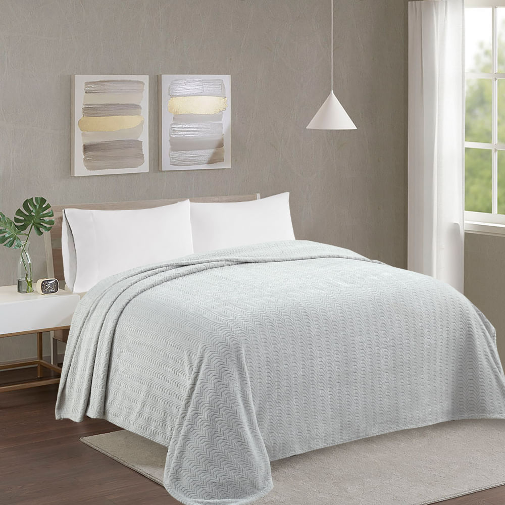 Frazada OI25 Chevron Gris 1.5 Plazas