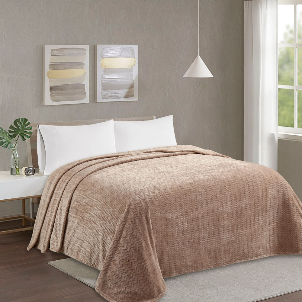 Frazada OI25 Chevron Marron 1.5 Plazas