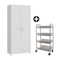 COMBO Orange: Mueble Despensero Dalia MDP 80x182cm Blanco + Carrito para frutas y verduras Gris