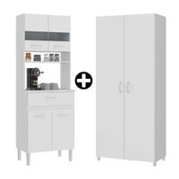 COMBO Orange: Mueble Alacena de Cocina Dalia 60cm MDP Blanco + Mueble despensero Dalia MDP 80x182cm Blanco