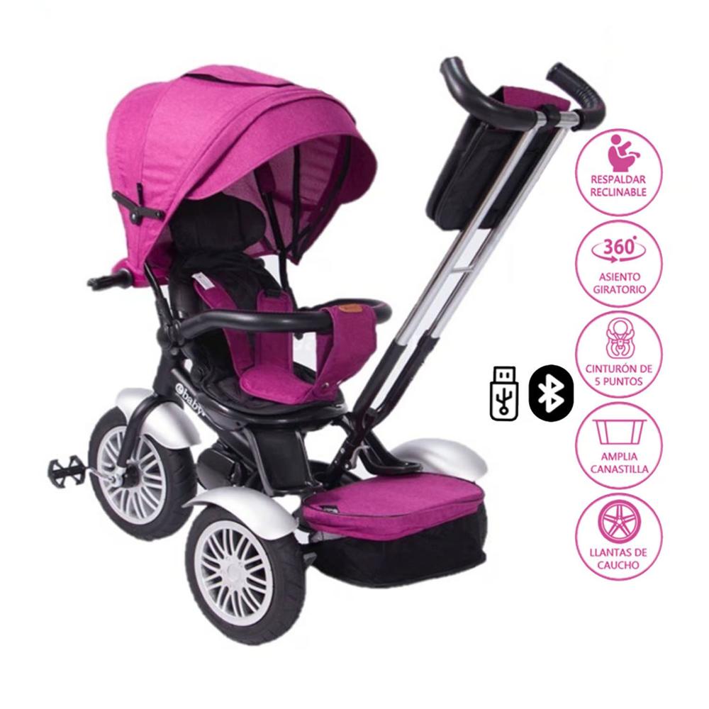 Triciclo Guiador Ebaby ""ZOE"" USB 360 Pink