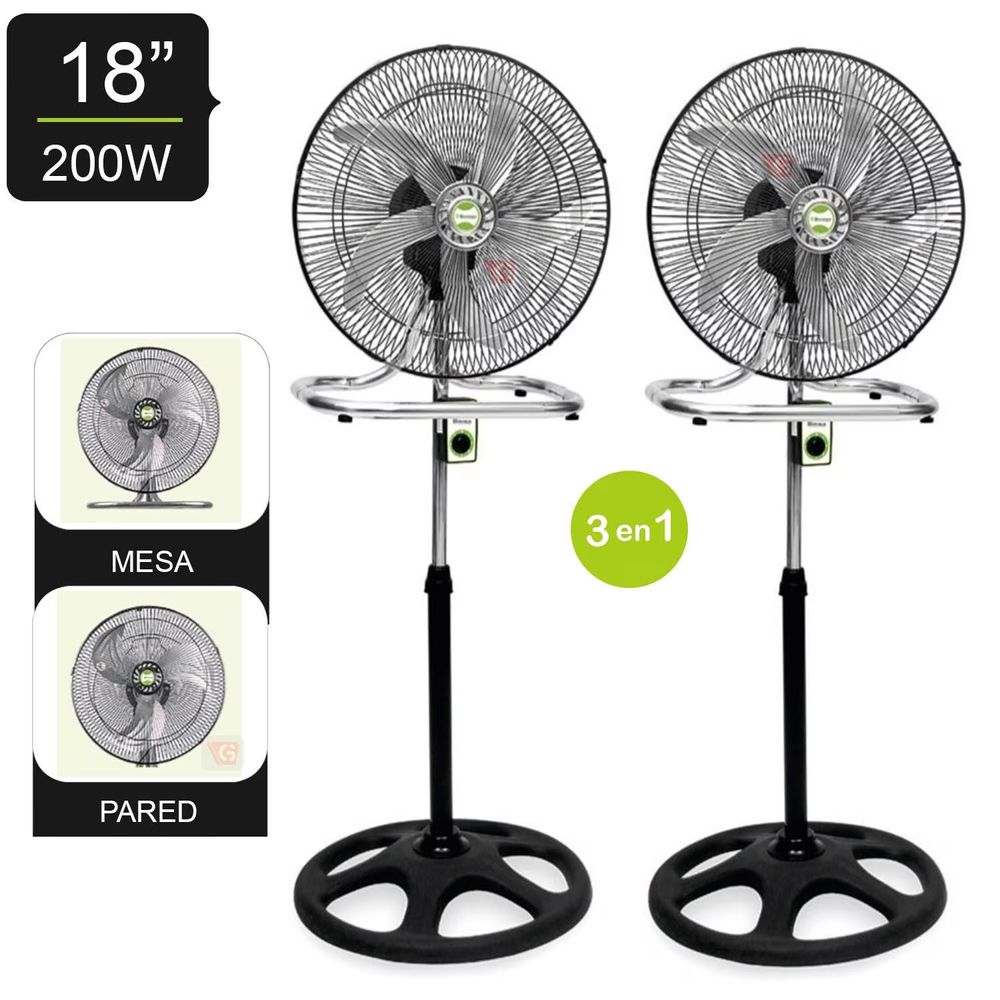 Ventilador Bossko 3 En 1 De 18? 200W BK-8219VI/NG X2 UNIDADES