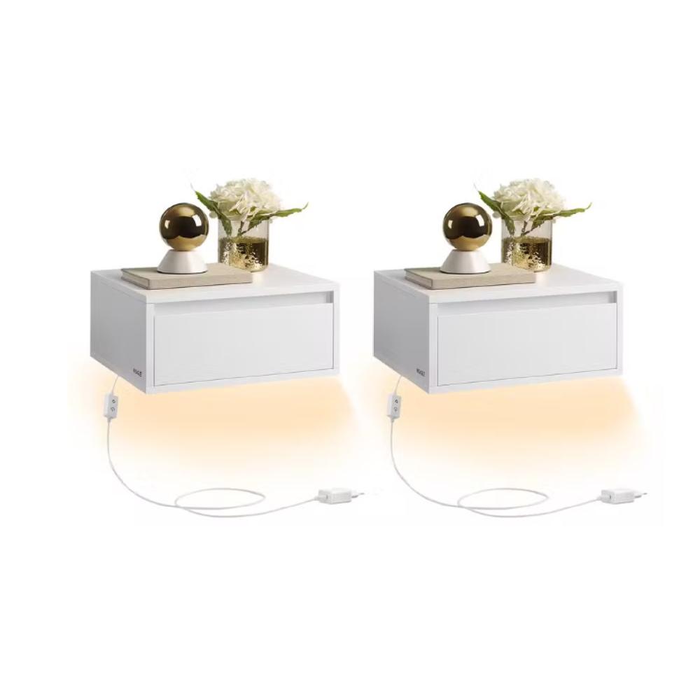 SET X 2 Veladores Flotantes con Luz Led Betsy Blanco R&R MUEBLES