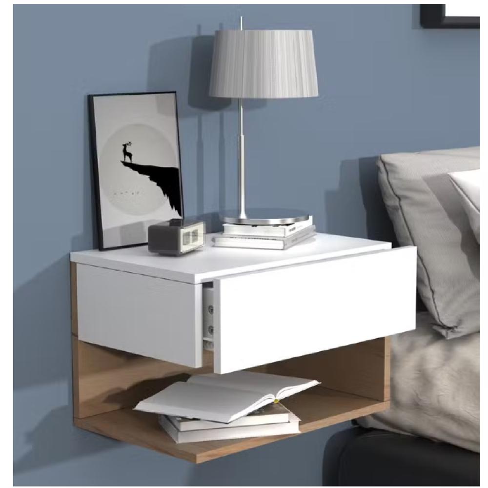 Velador Flotante Brandon Blanco/Marrón R&R MUEBLES