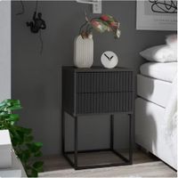 Velador Moderno Prado Negro 2 Cajones R&R MUEBLES