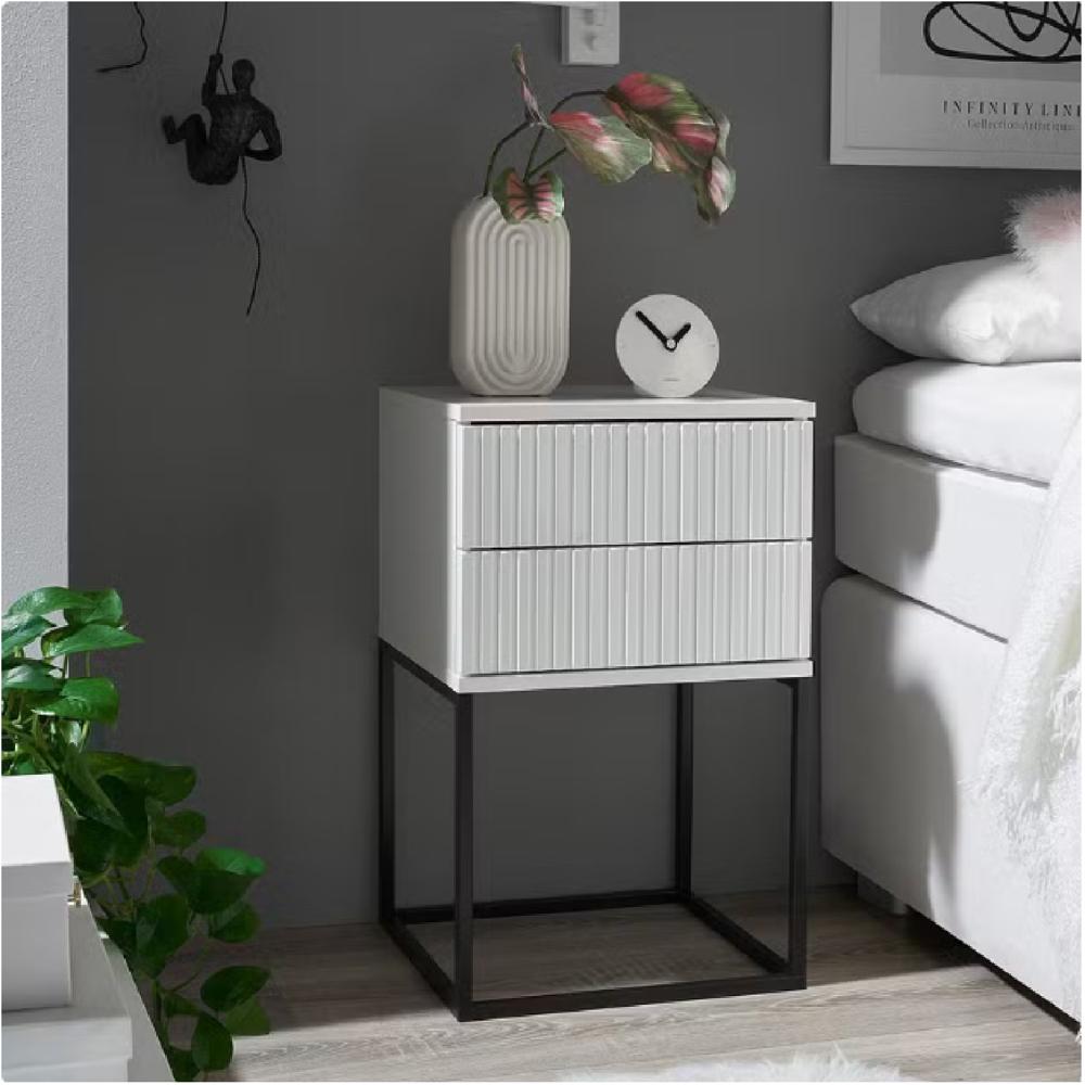 Velador Moderno Prado Blanco 2 Cajones R&R MUEBLES