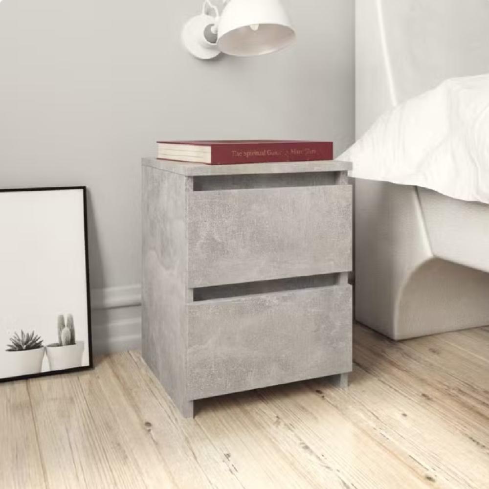 Velador Moderno Cori 2 Cajones Gris R&R MUEBLES