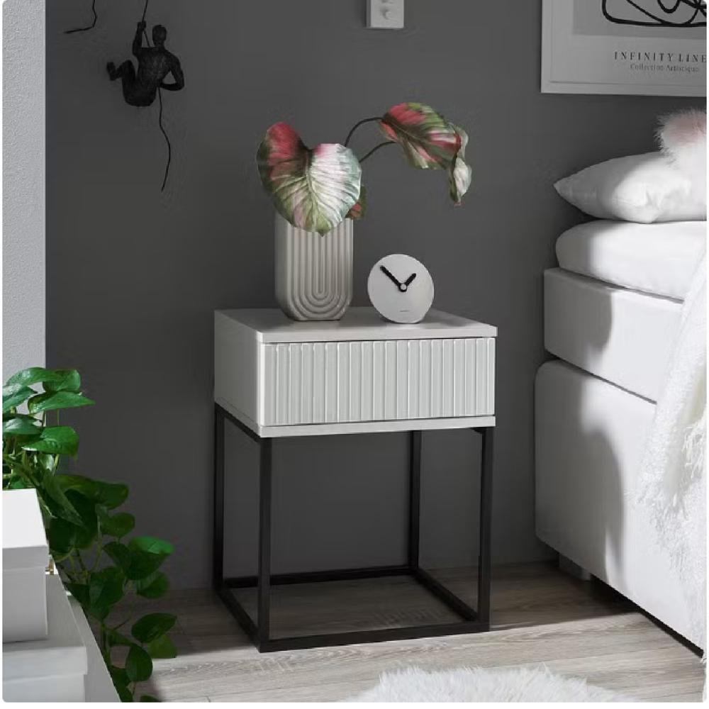 Velador Moderno Prado Blanco 1 Cajón R&R MUEBLES