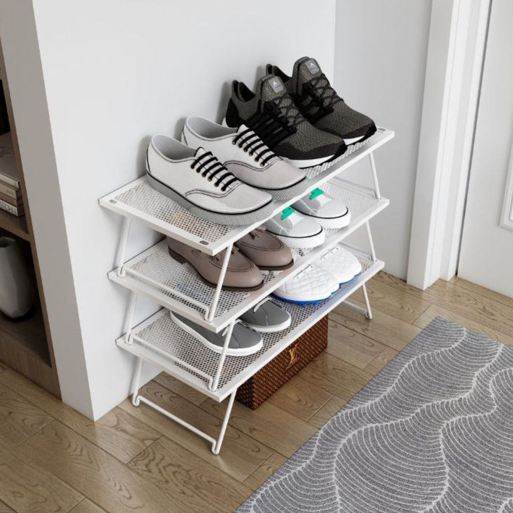 Zapatera Portatil Orange Metal Blanco