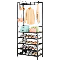 Estante Organizador Zapatero Esquinero Multifuncional 170x60x29.5cm Negro