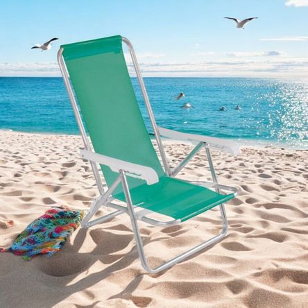 Silla Reclinable de Playa Mor 4 Posiciones Aluminio Blanco Silla Reclinable de Playa Mor 4 Posiciones Aluminio Blanco