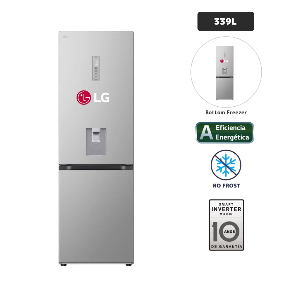 Refrigeradora LG 339L No Frost GB37SPY Plateado