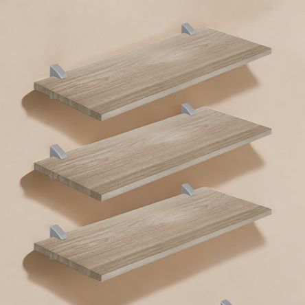 Kit de repisas 3x2 rectangular 1.5x60cm Roble con soporte Prat-K Kit de repisas 3x2 rectangular 1.5x60cm Roble con soporte Prat-K