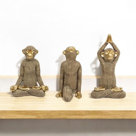 Figura Mono Yoga Resina Dorada Atmosphera