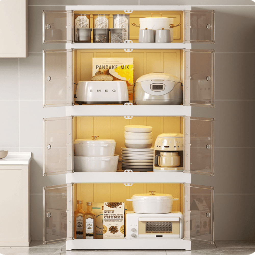 Gabinete Organizador Multiuso Plegable 4 Niveles Blanco