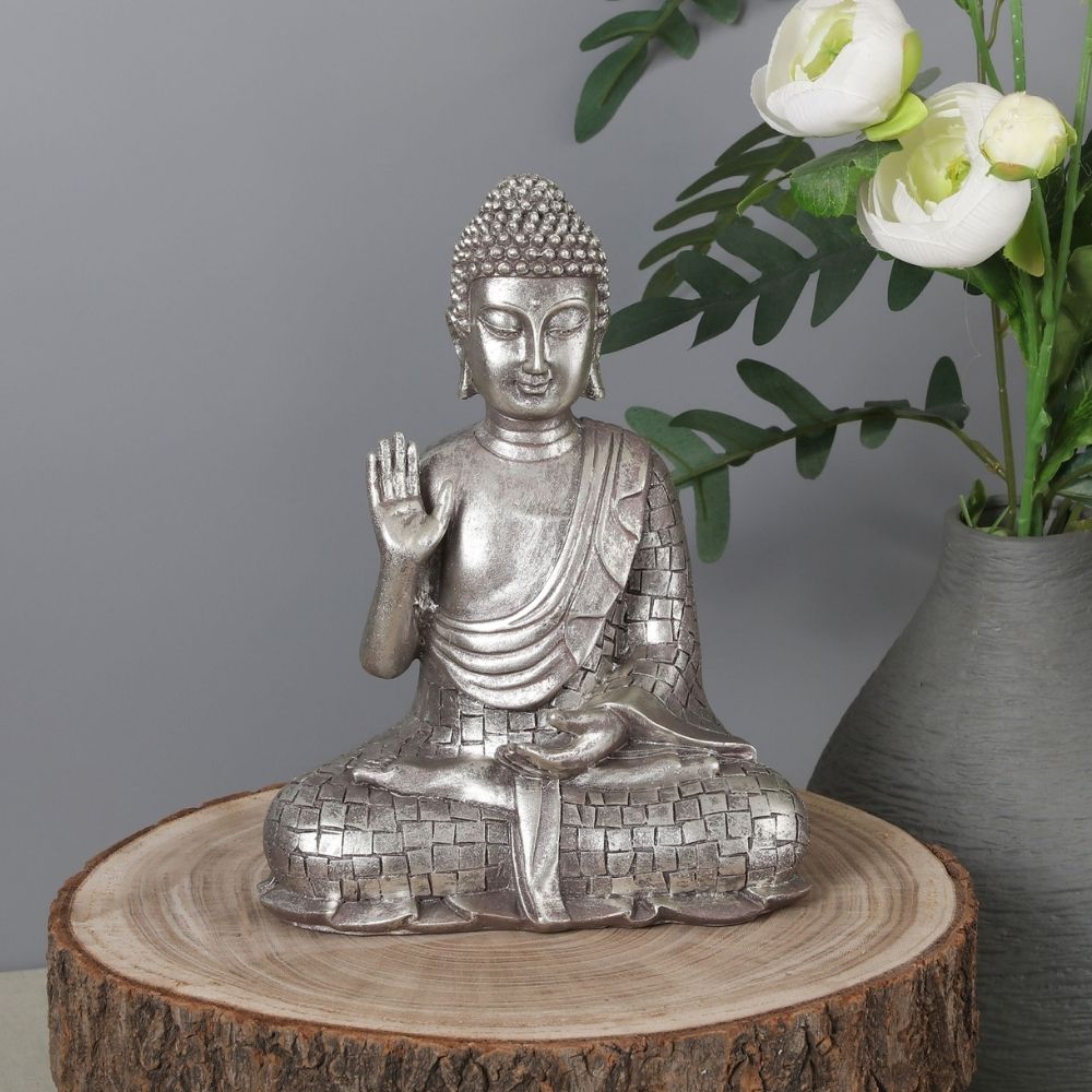 Buda decorativo poliresina Silver 18cm Orange Buda decorativo poliresina Silver 18cm Orange