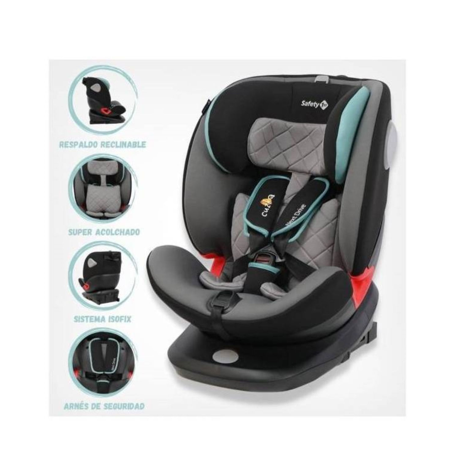 Silla de Auto para Bebé SAFETY 1ST Next Drive Gris-Turquesa Q90