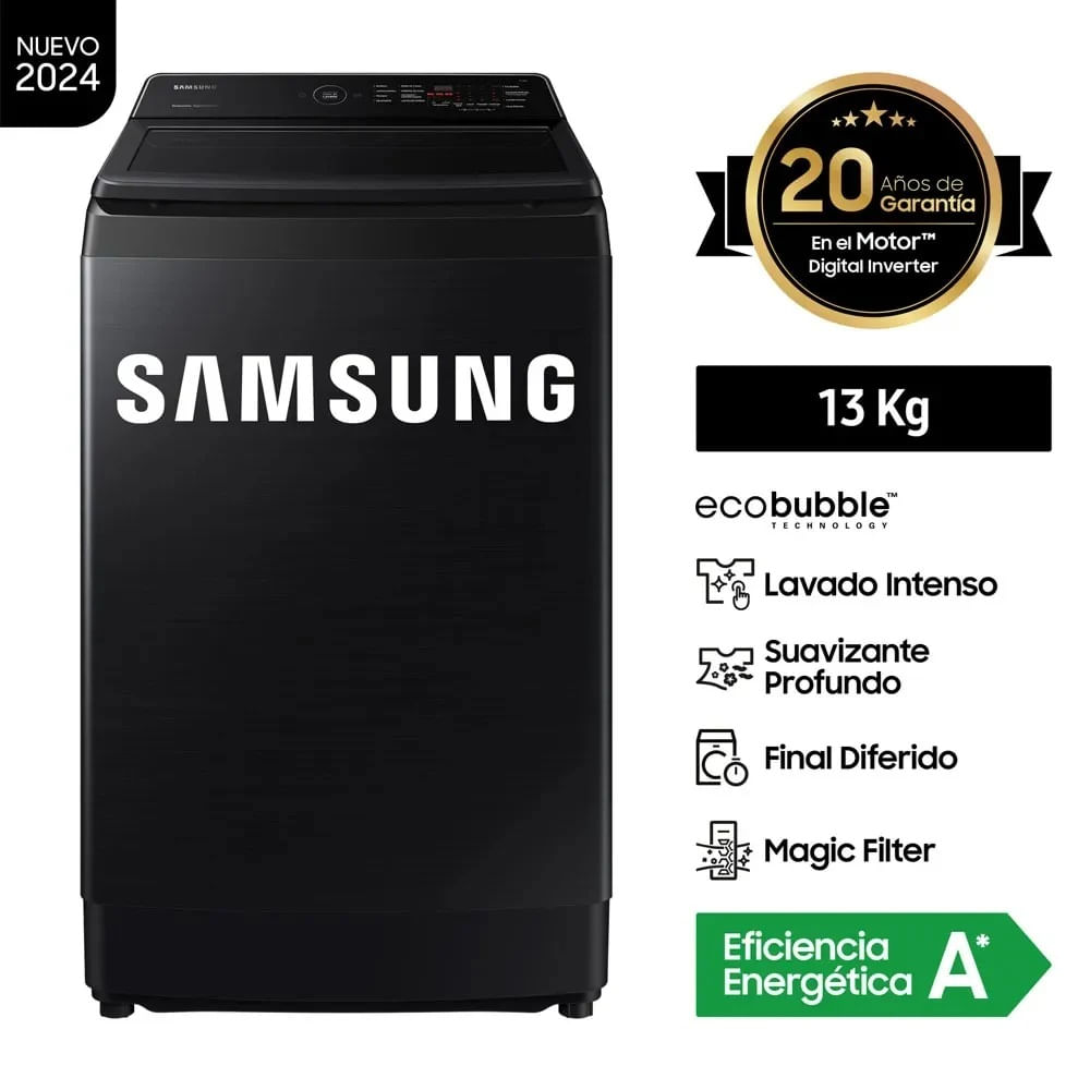 Lavadora Automatica Ecobubble de 13 Kg Samsung WA13CG5441BV Negro