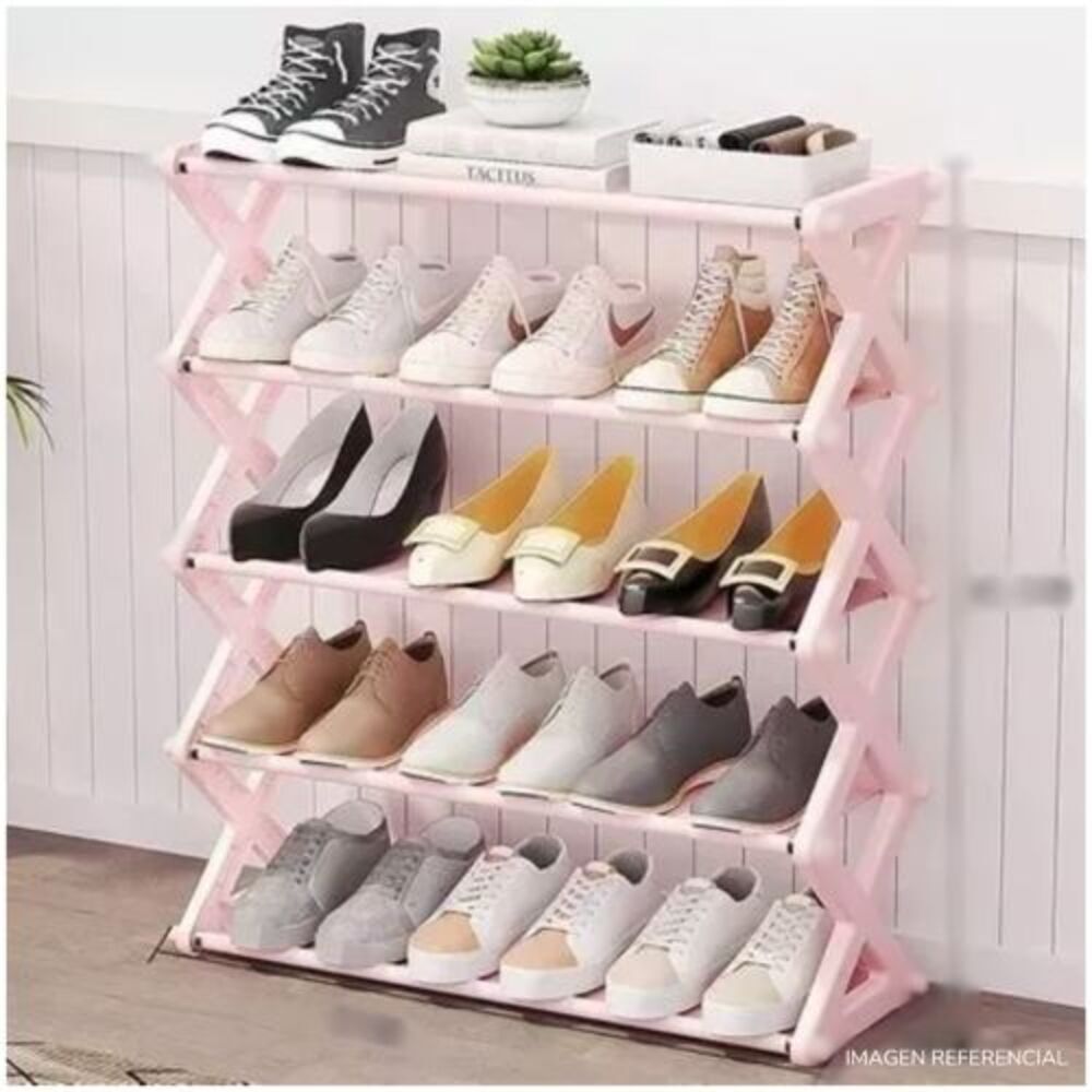 Estante organizador de zapatos en X 5 niveles Rosa