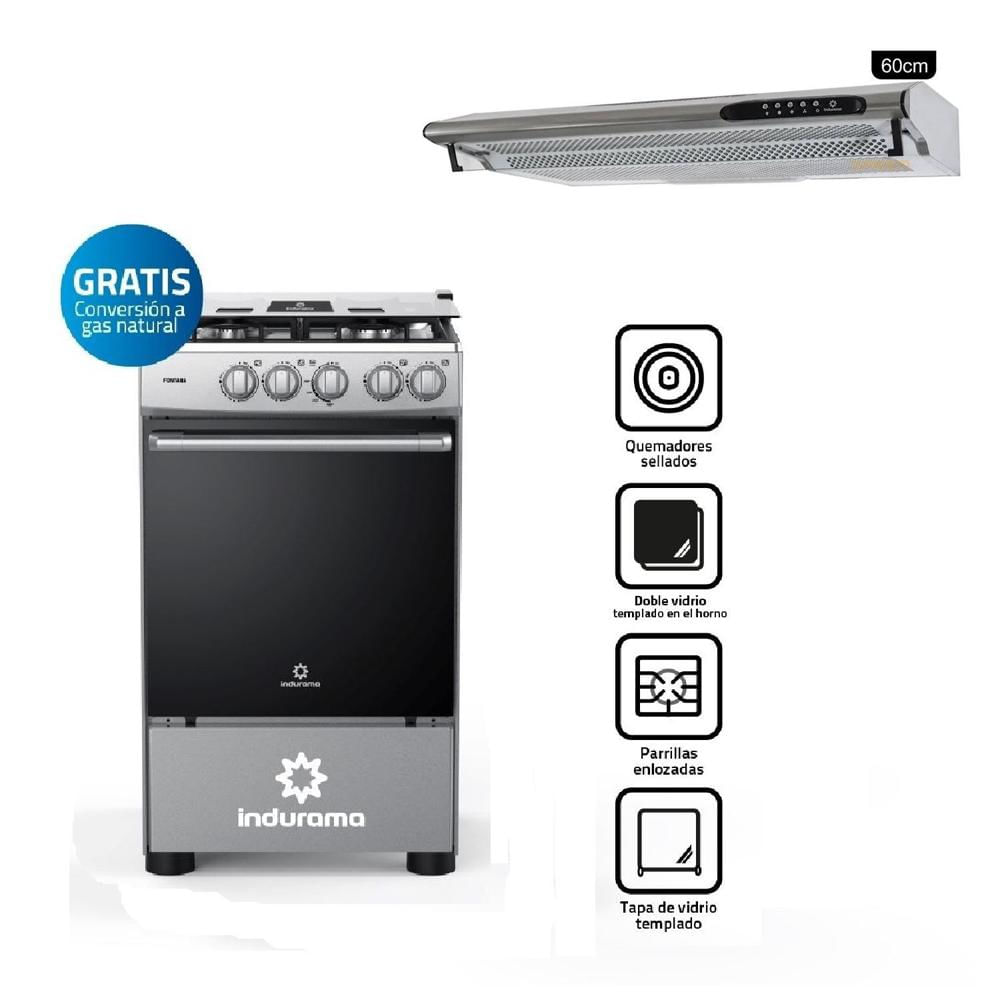 Combo Indurama Cocina Fontana y Campana CEI-602CRP