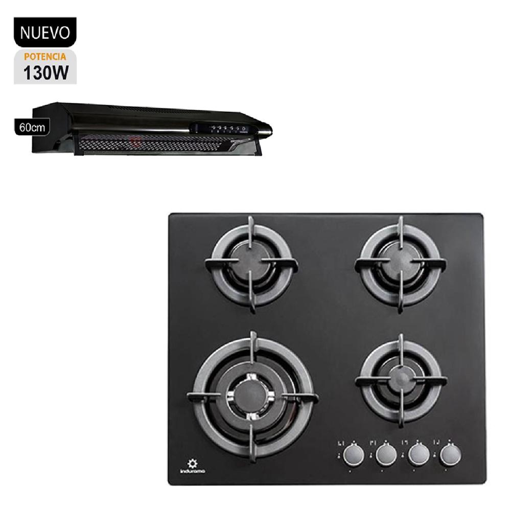 Combo Indurama Cocina EGI-604VDNEG y Campana CEI-602NE