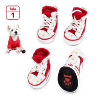 Zapatos para Perros Mascotas Antideslizante Rojo Talla 1 JJ3