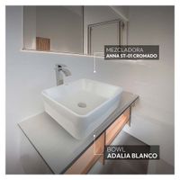 Combo Bowl Adalia Blanco + Anna St-01 + Desagüe Pop Up Grande S/Rebose P/Bowl Cola Cromado 18cm
