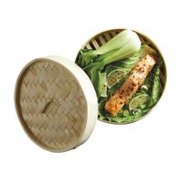 Vaporera De Bambu de 1 Piso Con Tapa Asa 20cm diam 2pza
