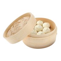 Vaporera De Bambu de 1 Piso Con Tapa Asa 24cm diam 2pza