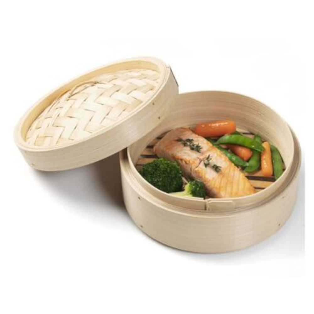 Vaporera De Bambu de 1 Piso Con Tapa 18cm diam 2pza