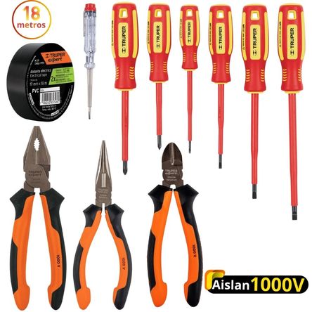 Kit Alicates dieléctricos, 6 desarmadores 1000V probador de fase,