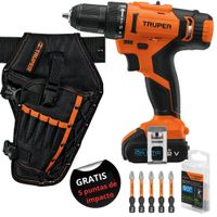 Kit Taladro inalambrico12v, estuche porta taladro, 5 puntas de impacto