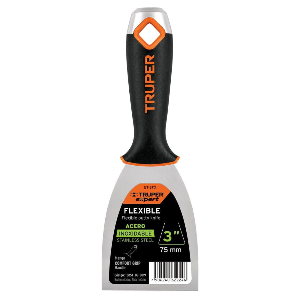 Espátula 3 PULGADAS acero inox mango Comfort Grip TRUPER Expert Espátula 3 PULGADAS acero inox mango Comfort Grip TRUPER Expert