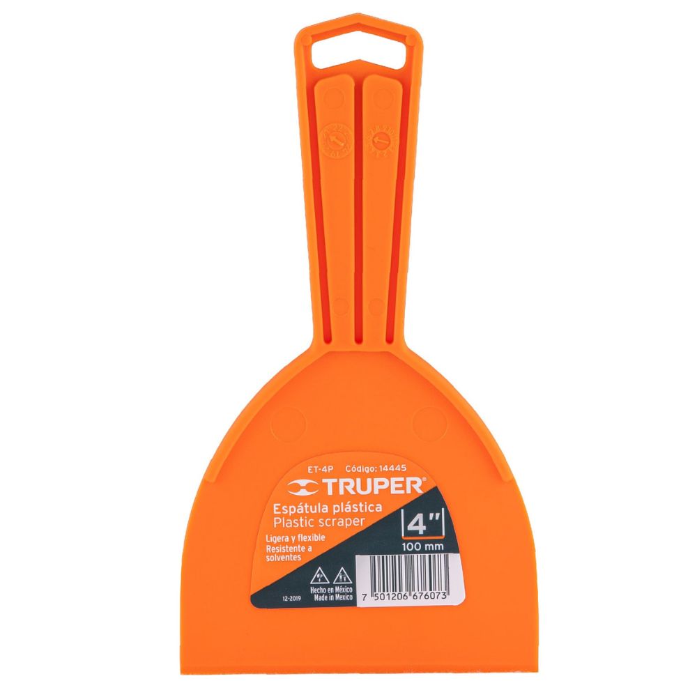 Espátula para estucado de pvc 4 pulgadas Truper Espátula para estucado de pvc 4 pulgadas Truper