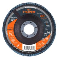 Disco flap polifan 4-1/2"" laminado grano 60 centro 7/8"", TRUPER