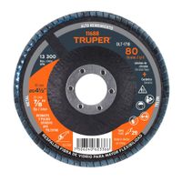 Disco flap polifan 4-1/2"" laminado grano 80 centro 7/8"", TRUPER