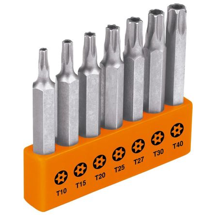 Juego de 7 puntas torx combinadas c/seguro largo 2
