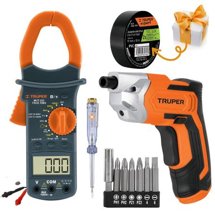 kit pinza amperimétrica industrial Destornillador inalámbrico Truper